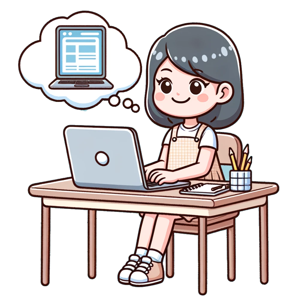 female student thinking about her new project