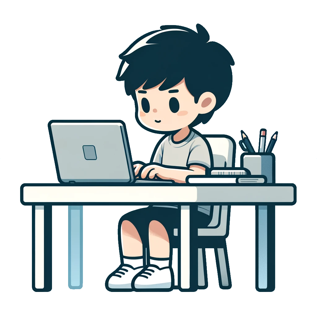 male student working on a coding project